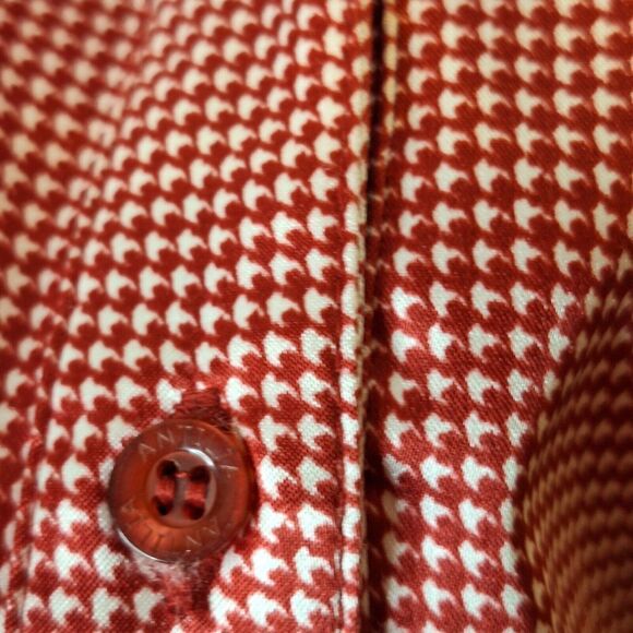 Antilia Femme Womens Size 1X Button Front Blouse Red White Houndstooth Smocked - Picture 5 of 11